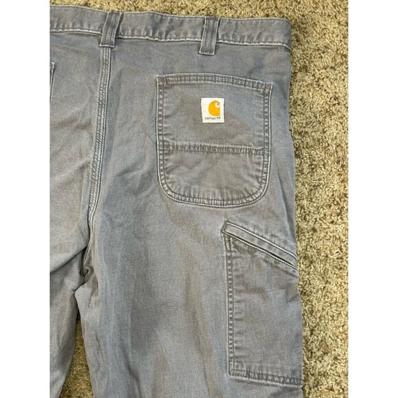 CARHARTT Gray Canvas Carpenter Pants Relaxed Fit Workwear Rugged 36x31 READ - Picture 3 of 9
